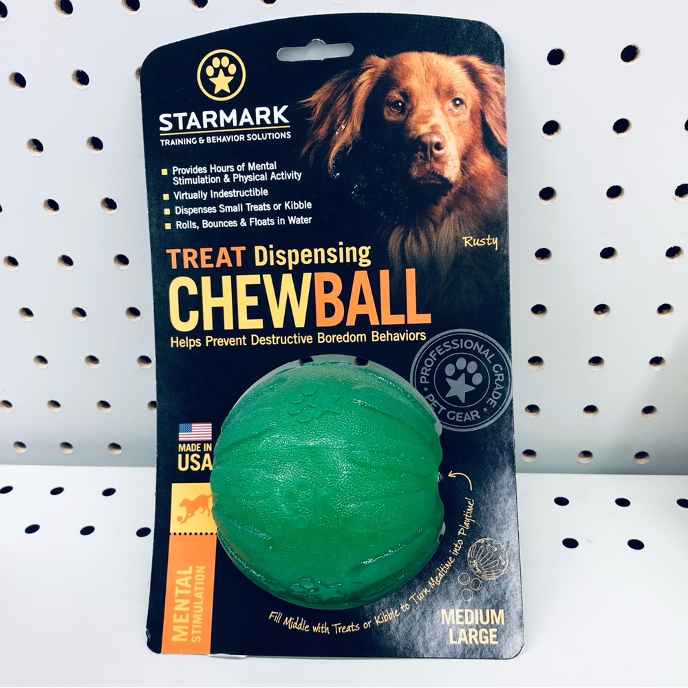NEW STARMARK Dog Toy Treat Dispensing CHEWBALL Medium Large Green